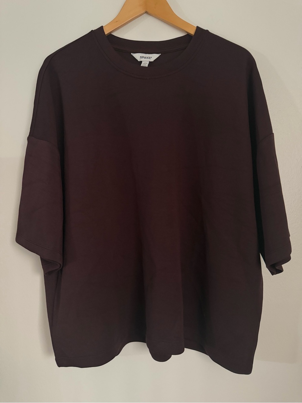 Spanx Set Two Piece Truffle Brown Air Essential Smooth Lisse Wide Leg Boxy Tee - Picture 6 of 9